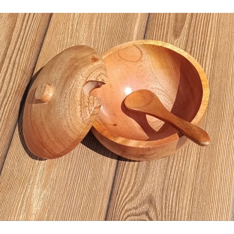Mangkok Tutup 10Cm Kayu Mahoni