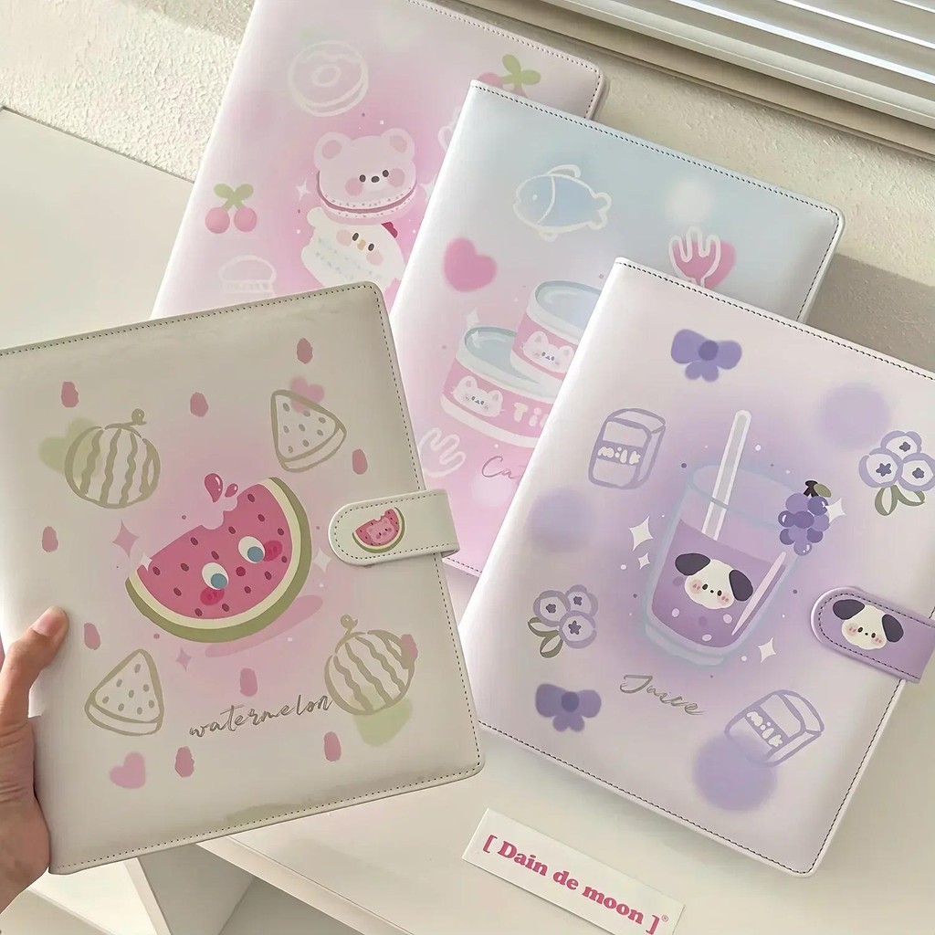 

IFFVGX A5 Binder Photocard Holder Kpop Idol Photo Album Kawaii Cat Bear Photocards Collect Book Cards Storage School Stationery