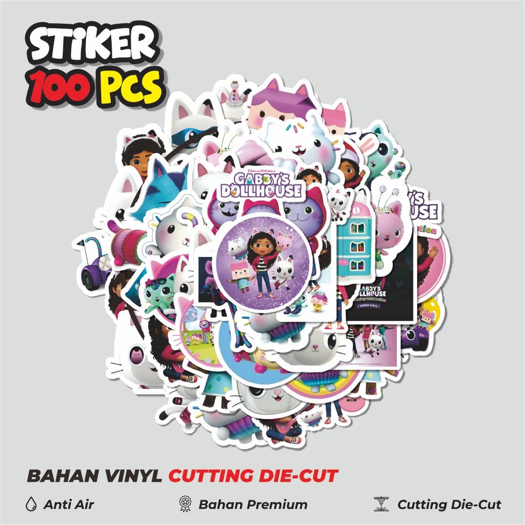 

Terbaru! 50 pcs Stiker Kartun Gabby's Dollhouse Dekorasi Lucu Kreatif untuk Notebook, Skateboard, HP