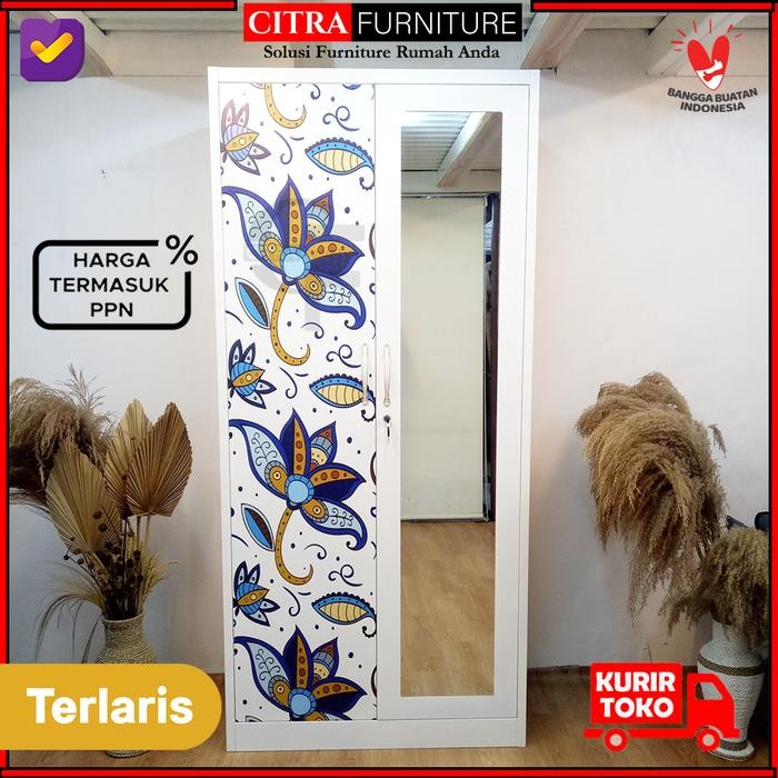 lemari pakaian besi 2 pintu - MOTIF-F, DIRAKIT