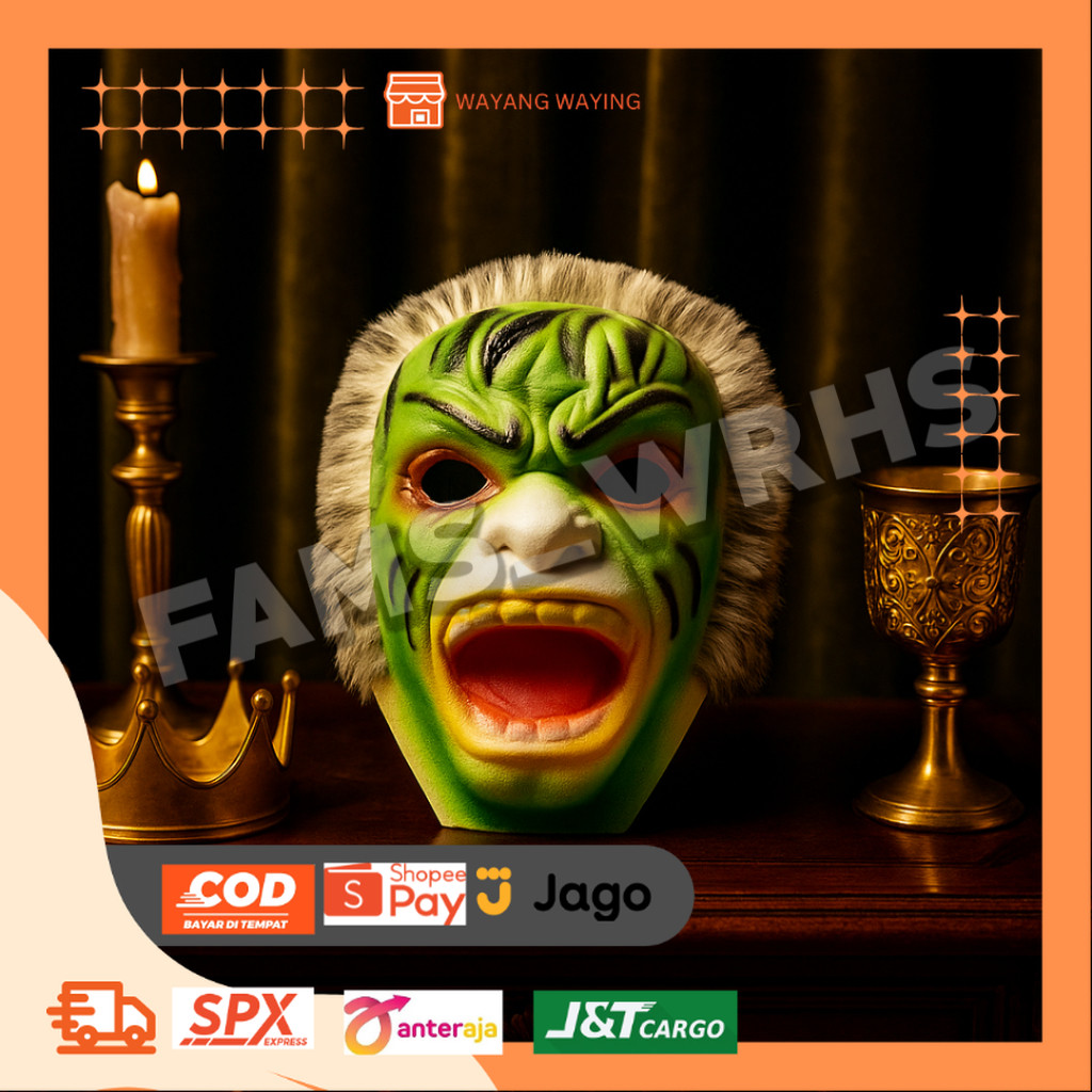 Topeng Hanoman Hijau Spons Topeng Hulk Topeng Anoman Topeng Anak ww