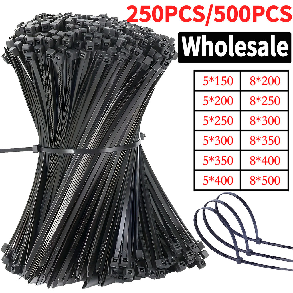 

Bulk Self-Locking Nylon Cable Ties 5x200mm 500mm Black | Heavy Duty Weatherproof Zip Ties for Home/Factory Use​