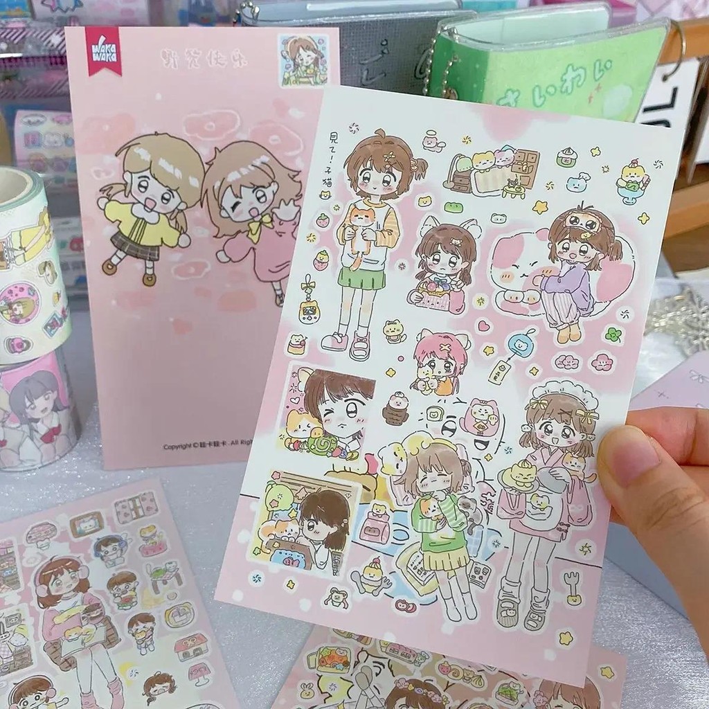 

Cute Girl Graffiti Sticker Cartoon Daily Life Style Campus Sticker Decoration