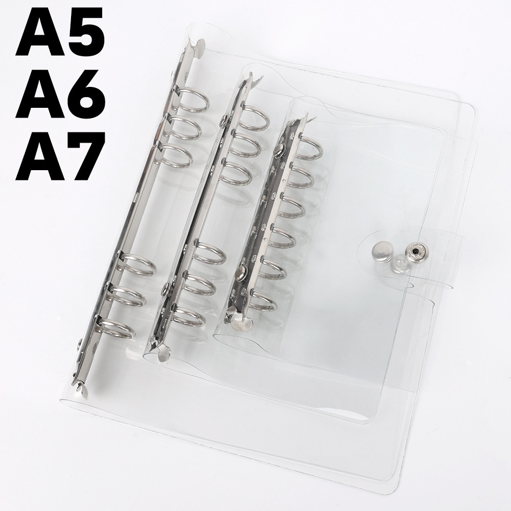 

A5/A6/A7 6 Hole Transparent Soft PVC Loose Leaf Ring Binder Notebook Planner Diary Cover Stationery Office School Supplies