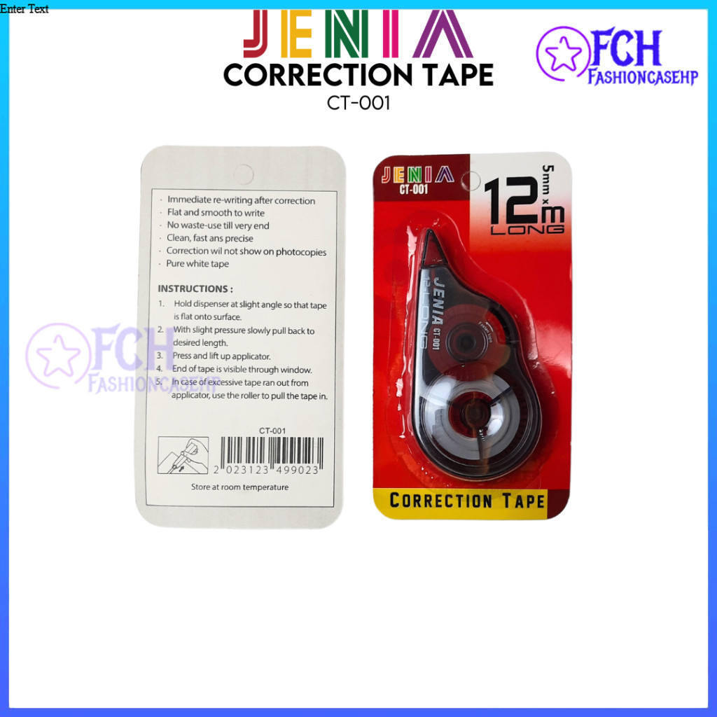 

FCH GROSIR TIP EX CORRECTION TAPE CT-522 JENIA KERTAS ROLL MURAH 12 METER CT 522 TIPEX ATK STATIONARY