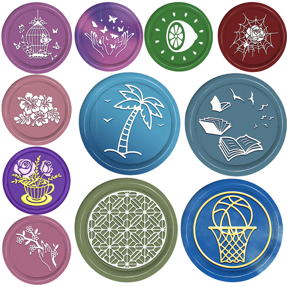 

Coconut Tree Lemon Basketball Rose Book Wax Seal Stamp Removable Brass Head for Invitation Gift Wrap Envelope Notebook Decor