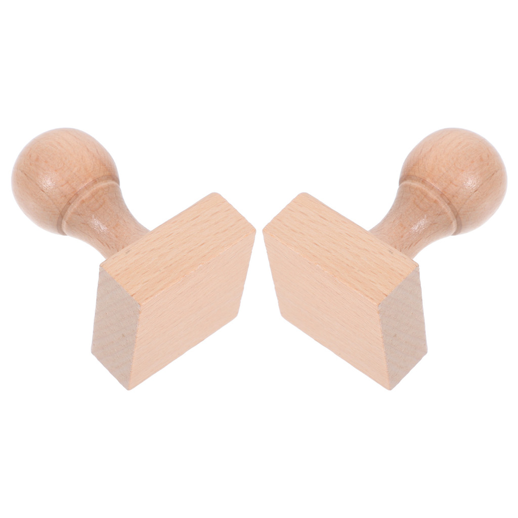 

2Pcs Diy Wooden Carving Stamper For Creative Rubber Stamp Craft Project With Handle Blank Seal Beech Wood Stamp Making Supplies
