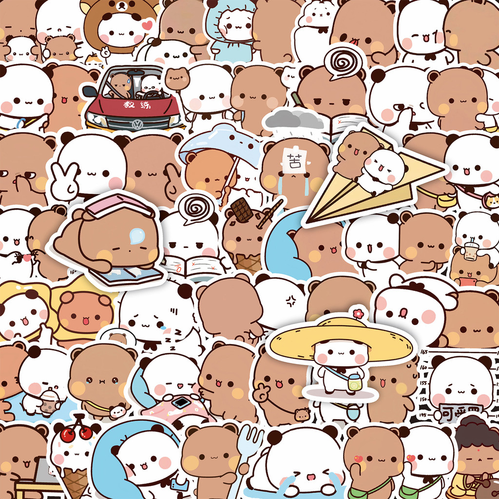 

100PCS Kawaii Bubu and Dudu Stickers Cute Bear Couple DIY Kid Toy Doodles Decorative Graffiti Decals for Phone Bottles Scrapbook