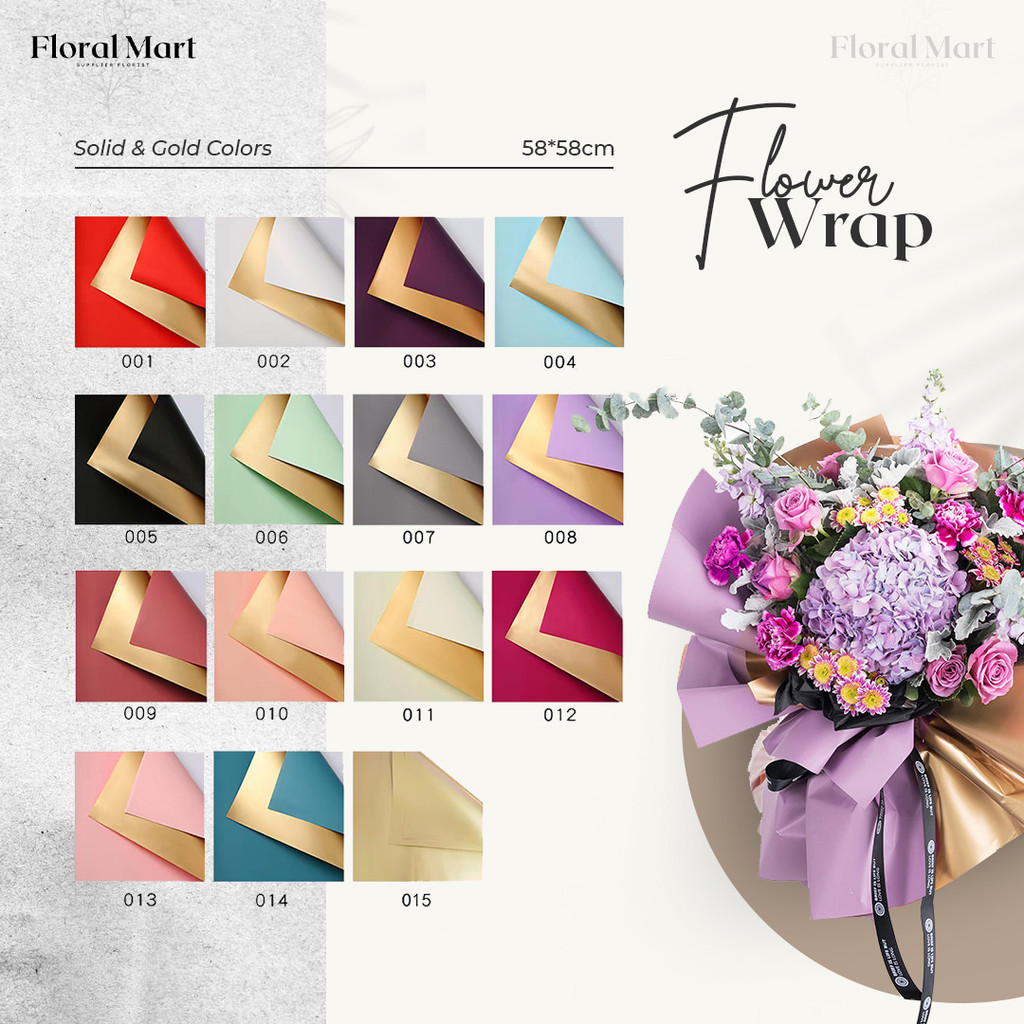 

Kertas Buket Bunga Solid Gold Color 2 Warna | Premium Flower Wrapping Paper Flomart