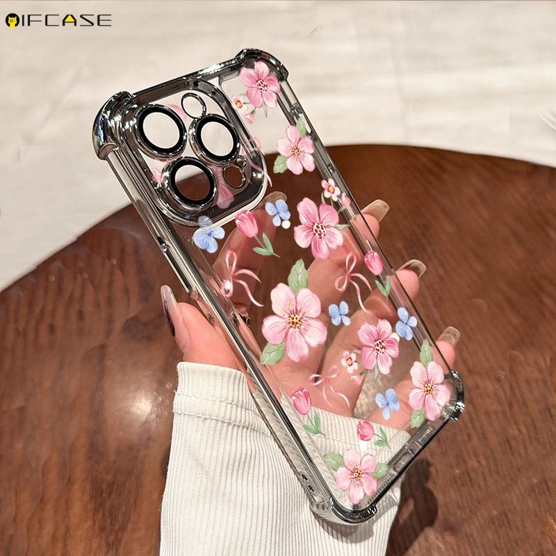 Untuk Vivo X80 X70 Pro X60 X50 VivoX50 Phone Case Pink Peach Blossom Tulip Flower Floral Bowknot Flo