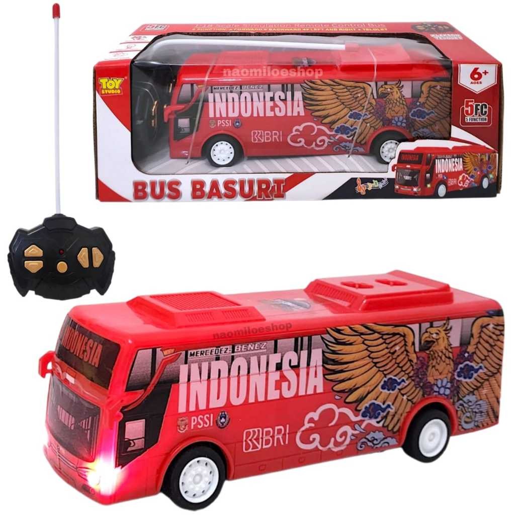 Mainan RC Bus Basuri Remote Control untuk Anak Laki-Laki Baterai Cas