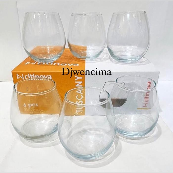 1 Set Isi 6 Gelas Merry / Gelas Wine / Gelas Stemless / Gelas Kaca