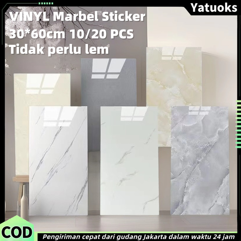 Paket 20 Lembar Wallpaper Dinding Foam Vinyl Marmer Granit Stiker Dinding Keramik Tahan Air Wallpape