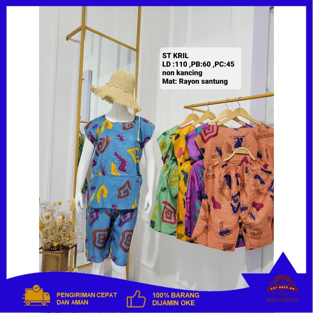 BAJU DEWASA ONE SET PENDEK WANITA ST KRILL BAHAN RAYON SANTUNG [StepVision ID]