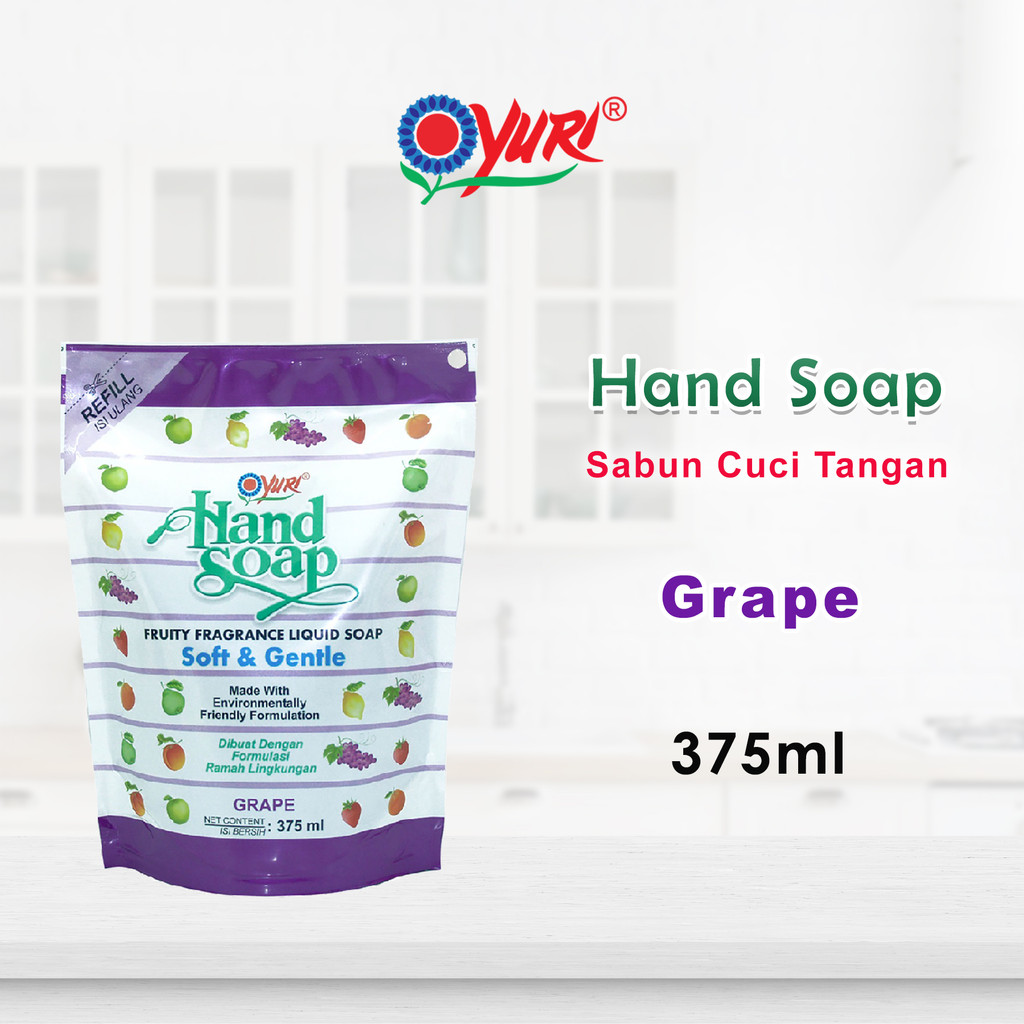 Yuri Hand Soap Liquid Grape 375ml - Sabun Cuci Tangan