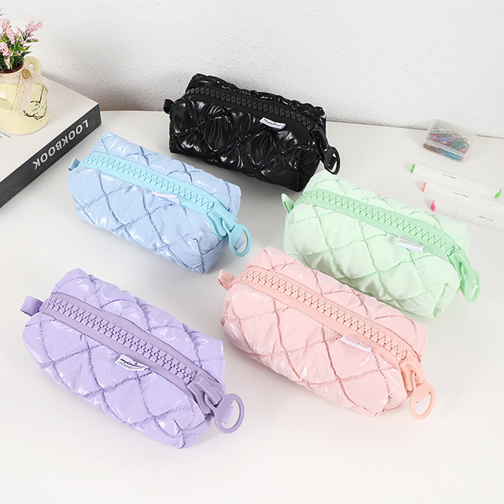 

1 creative candy-coloured checkered pencil case, tabletop organizer bag for school supplies, back-to-school essentials