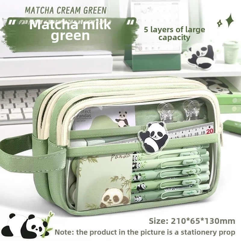 

New Fashionable High Capacity Transparent Waterproof Women's Pencil Case Organizer Box For Junior And Senior High School Student