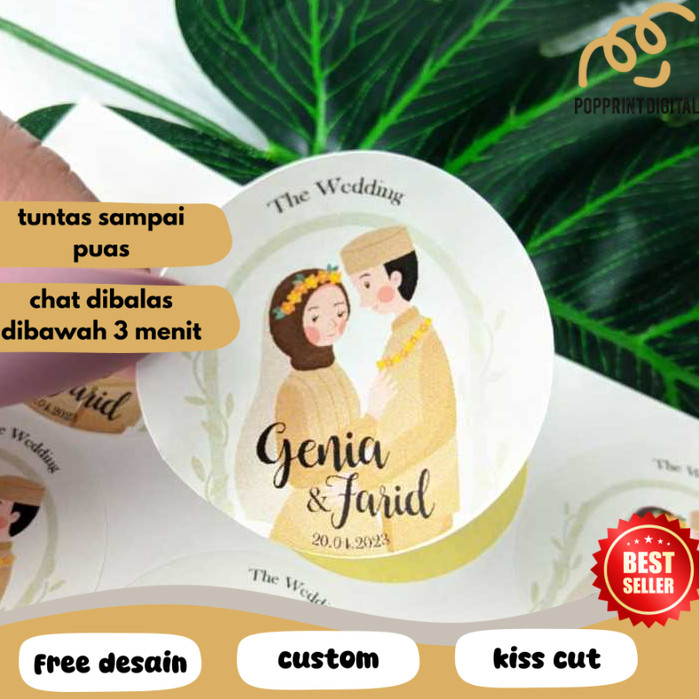 

PpD 5-8 Sticker Wedding Souvenir Stiker Custom Ucapan Nikah Label Undangan Free Desain