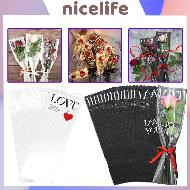 

20 Pcs/PACK Korean Style Plastik Bunga Mawar Tangkaian Satuan Single