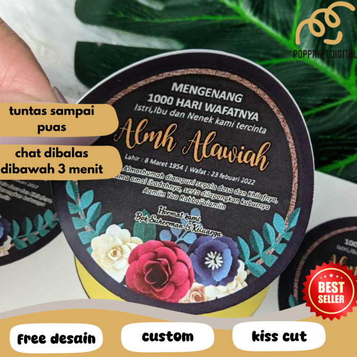 

PpD Stiker Tahlil Tahlinan Pengajian Sticker Mengenang Wafatnya 40 100 1000 Hari Untuk Kotak Box Nasi