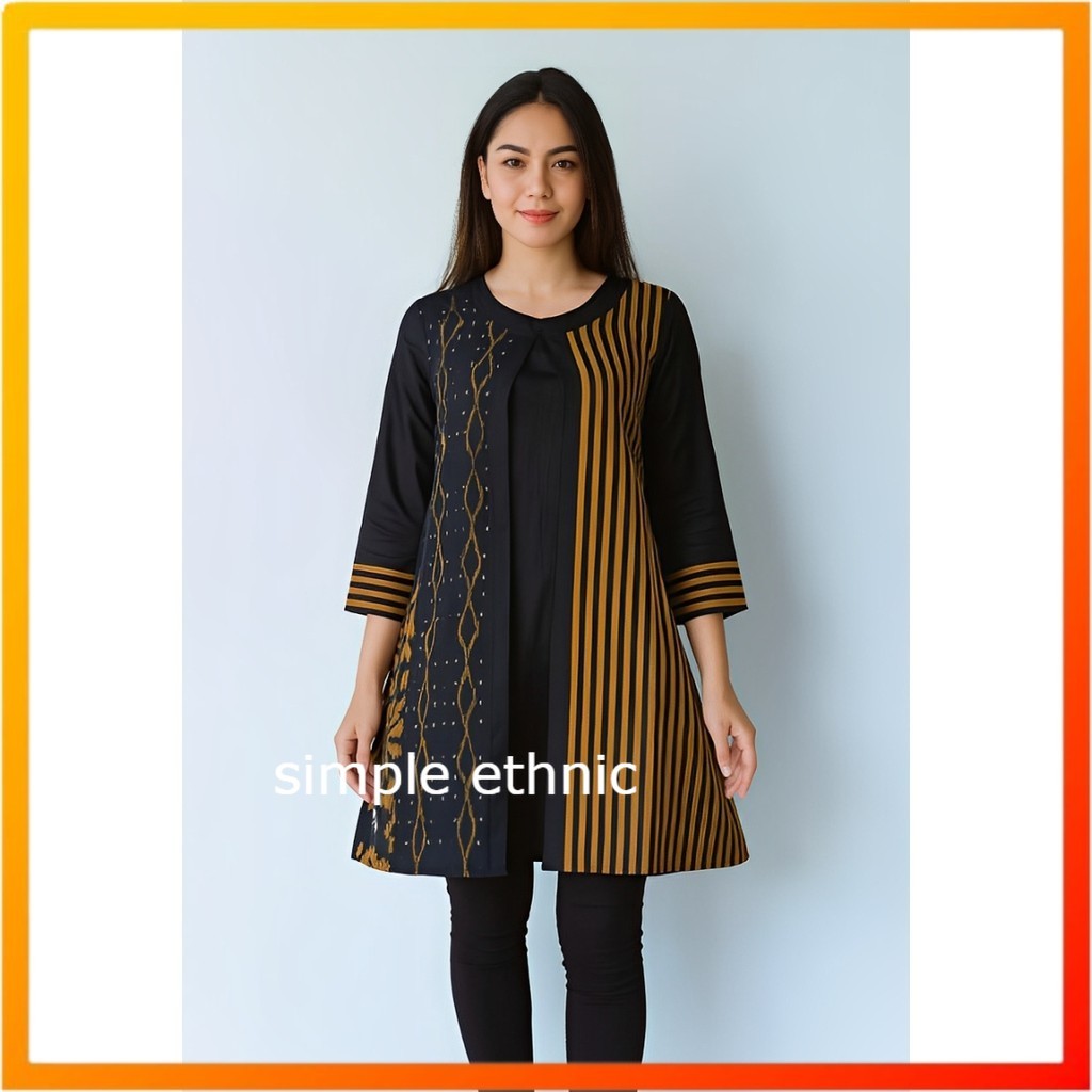 Baju Tunik Tenun Troso NTT Atasan Kerja Wanita Tunik Anak Acara Resmi Kodangan Batik Modern Simple E