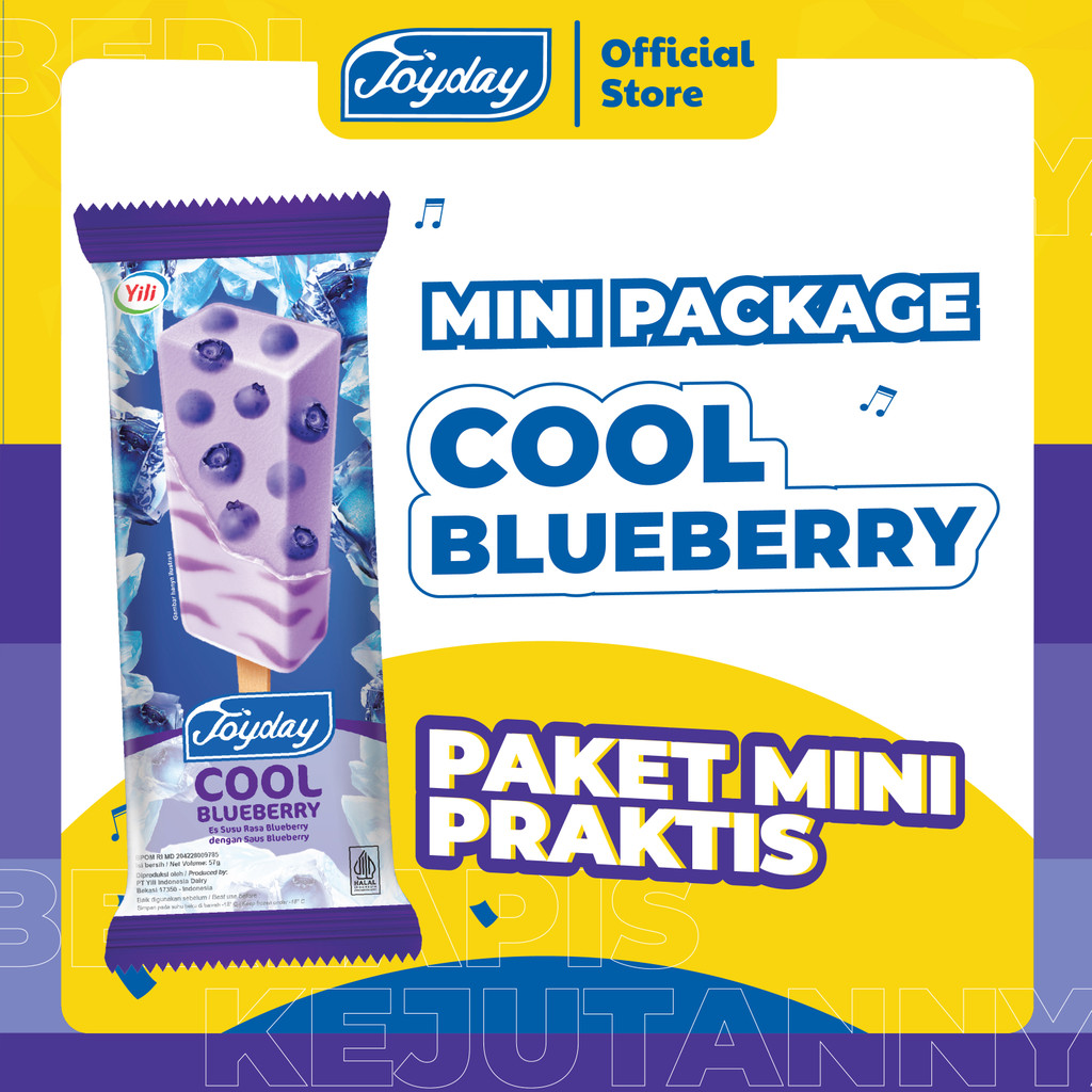 Joyday Ice Cream Cool Blueberry - Mini Pack Isi 15 PCS | Rasa Segar & Nikmat