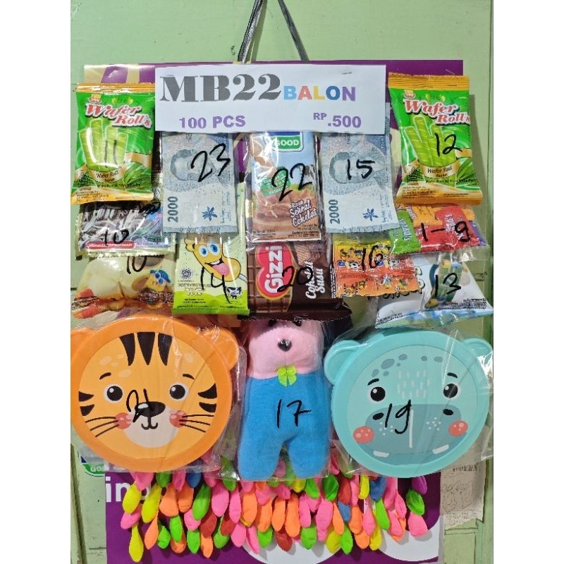 Cabutan Balon Berhadiah Isi 100Pcs.KARAKTER