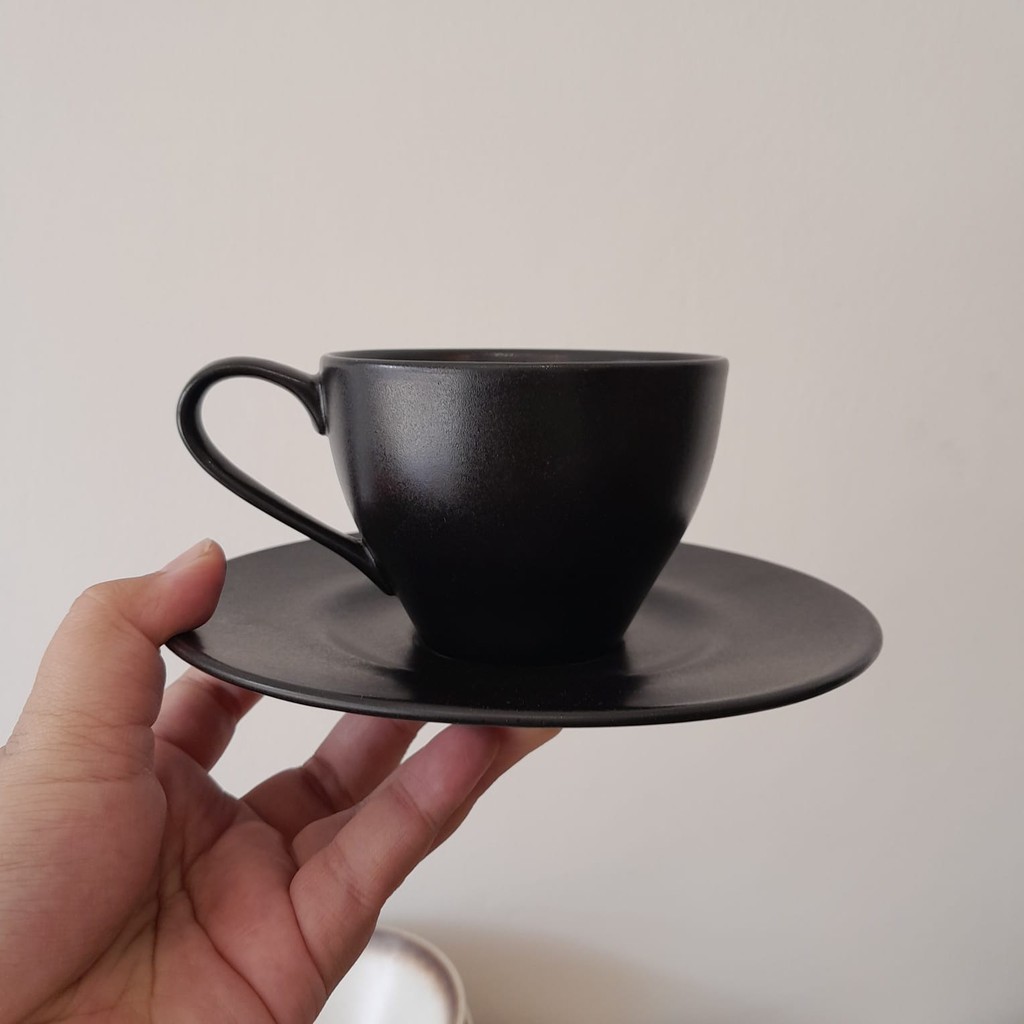 Black Lumero Cappucino Cup and Saucer