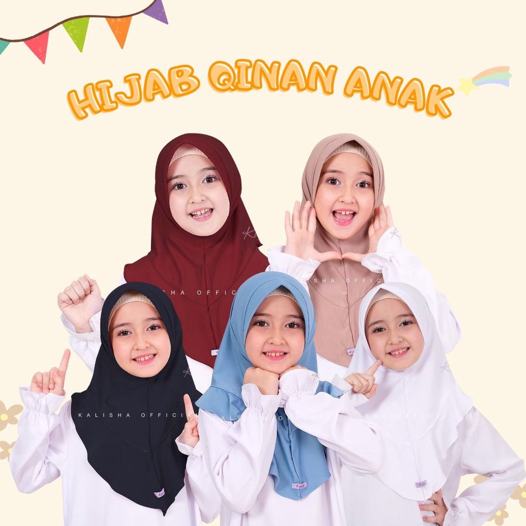bergo instan Jilbab Anak Jersey Qinan Kerudung Anak Perempuan Hijab Bergo Instan Anak 3-6 Tahun Hija