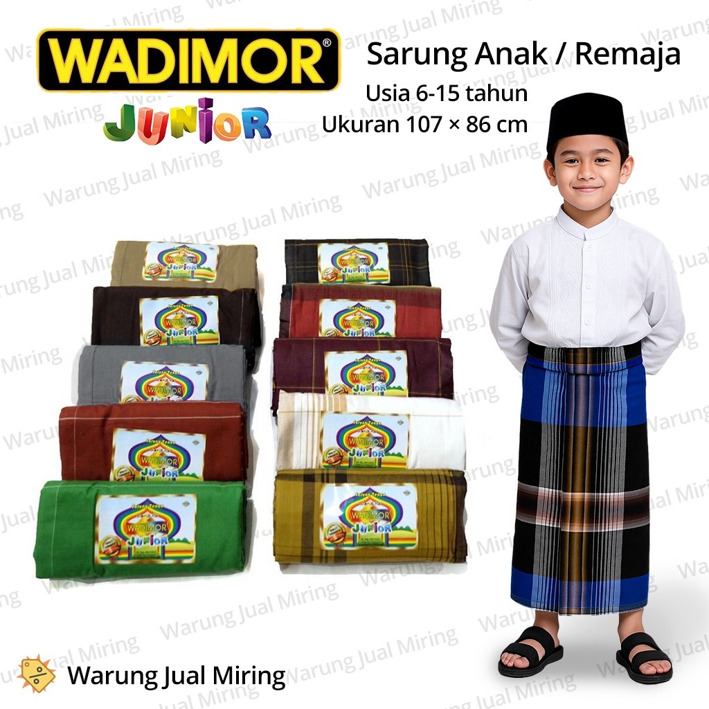 Sarung WADIMOR Padang Horison Tiga Dara Klir Kain Samping Tenun Motif Kotak Kotak2 Dewasa Pria Laki 