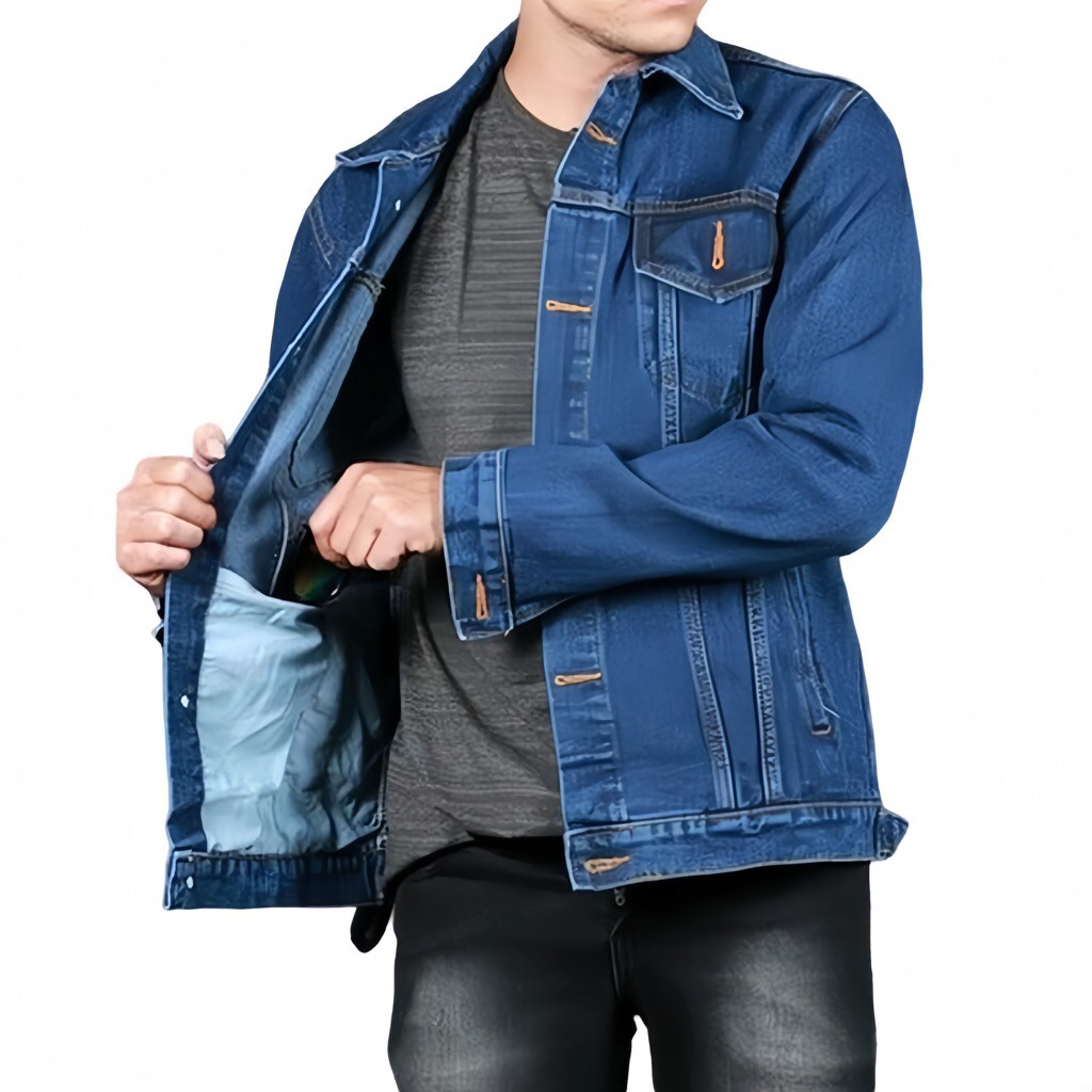 GRS.co Jaket Jeans Denim Pria SnowBlack M L XL XXL 3XL Jumbo Terbaik