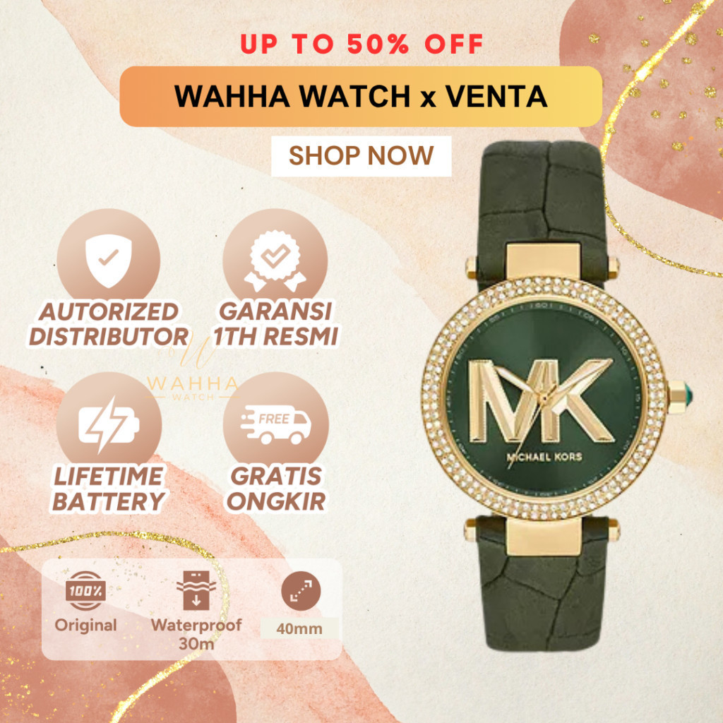 Jam Tangan Wanita  Parker MK4724 Ladies Dual Tone Dial Green Leather Strap Watch [BERGARANSI]