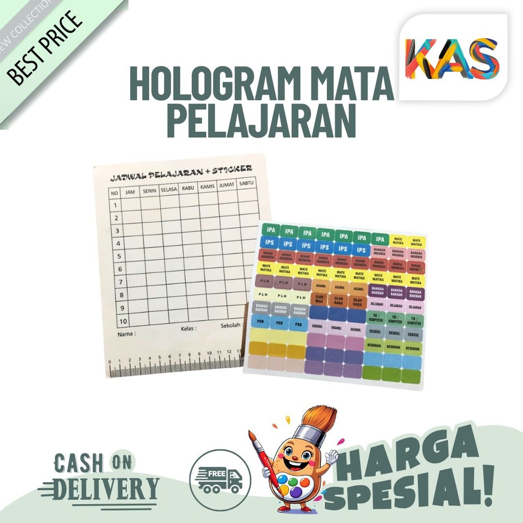 

Hologram Matpel Jadwal Mata Pelajaran Sekolah Plus Sticker- Set