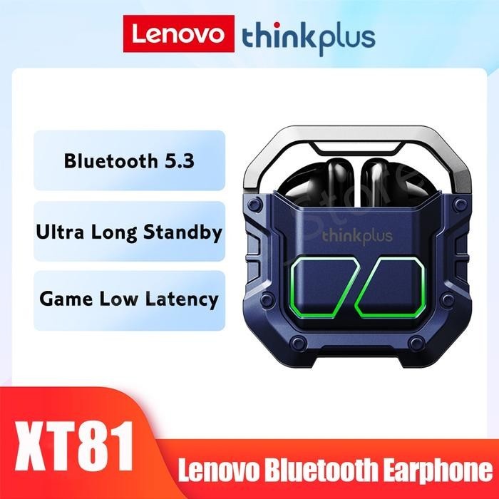 Lenovo thinkplus XT81 Wireless Gaming Headset Bluetooth TWS Earphone - Biru Muda