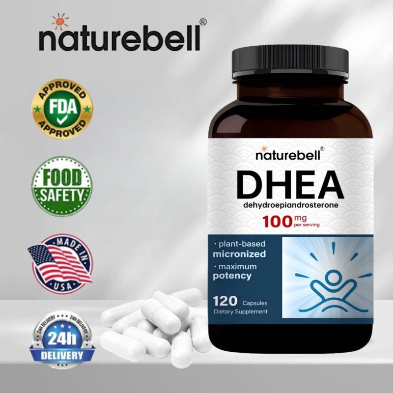 Naturebell DHEA 100mg - 120 Kapsul DHEA dehidroepiandrosteron 100mg per sajian, berbasis tumbuhan, p