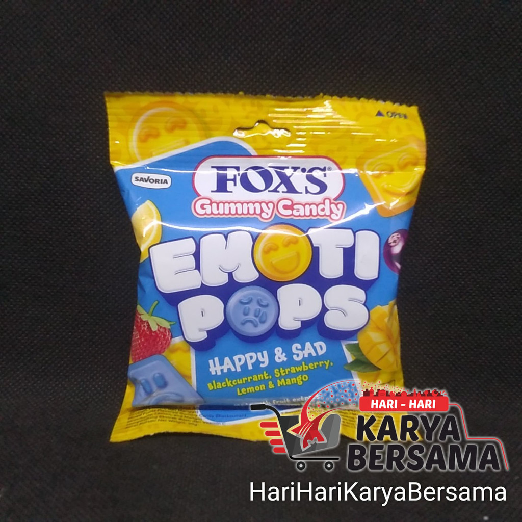 

MAKANAN RINGAN PERMEN FOX'S FOX GUMMY CANDY EMOTI POPS HAPPY & SAD 35GR