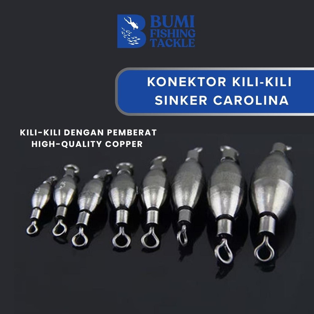 Bumi Fishing Konektor Kili-Kili Sinker Carolina Pemberat Tembaga Perlengkapan Pancing Memancing Kail