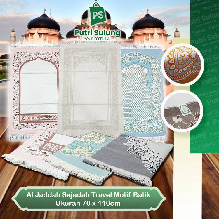 AL Jeddah Sajadah Travel Motif Batik Praktis 70x110 Sajadah Lipat Saku Premium Sajadah Traveler Muda