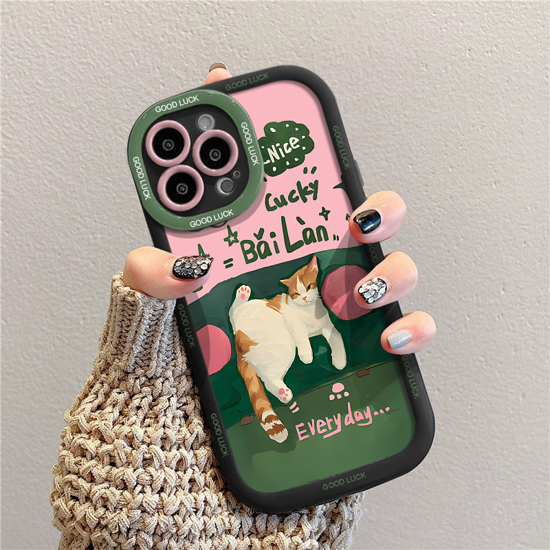 Kucing yang beruntung Untuk case oppo a3s a15s a16 a57 a77s a60 a17 a17k a54 a15 a5s a53 a7 a12 a58 