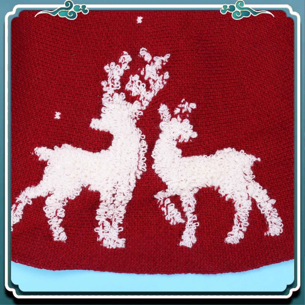 Premium 36 Inches Knitted Christmas Tree Skirt,3D Elk Xmas Tree Base Cover Mat,Rustic Tree Skirt For