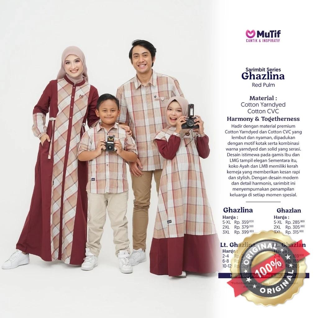 MUTIF Sarimbit Ghazlina Ghazlan Red Plum Baju Couple Keluarga Muslim Family Set Famset Casual Modern