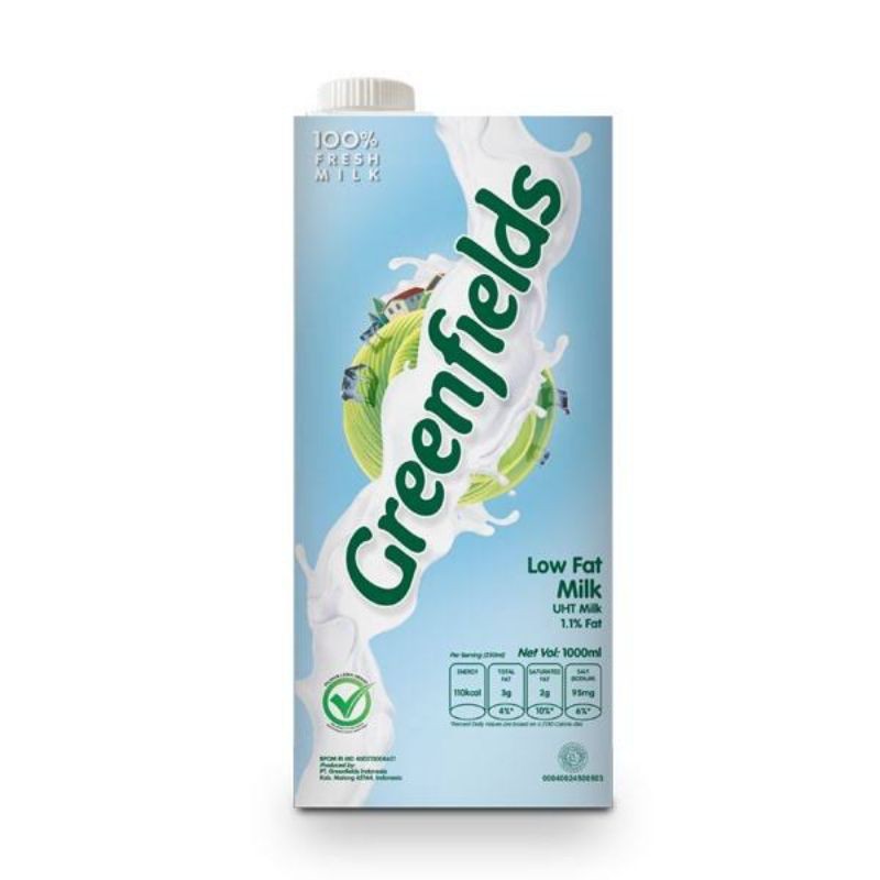 

GREENFIELDS low fat fresh milk - susu segar rendah gula - kotak 1000 g
