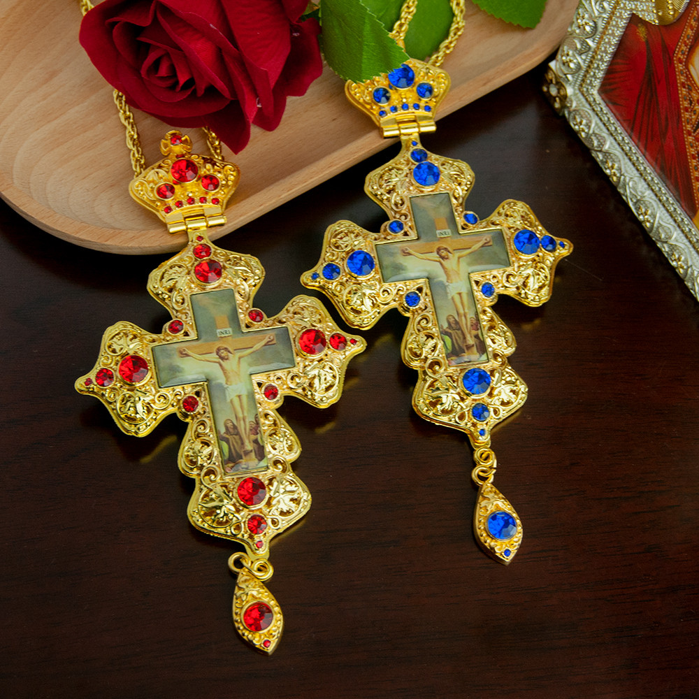 

Orthodox Cross Pendant Orthodox Chest Cross Pendant Pastor Gilded Necklace Jesus Cross Necklace Godfather Ritual Supplies