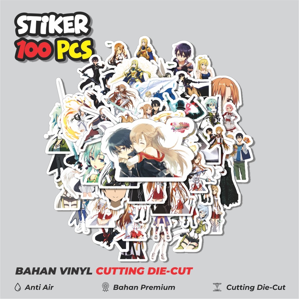 

Terbaru! 50 pcs Stiker Anime Series Sword Art Online Character Mix Dekorasi Lucu Kreatif untuk Notebook, Skateboard, HP