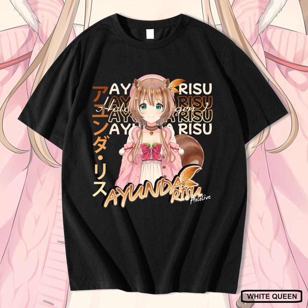 WHITE QUEEN - KAOS AYUNDA RISU HOLOLIVE - KAOS DISTRO PRIA & WANITA ANIME & GAME DESIGN VTUBER AYUND