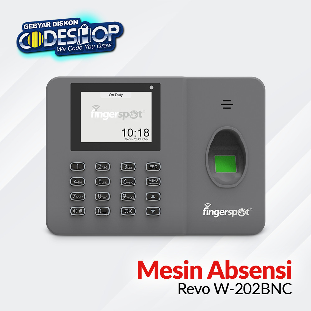 

Fingerspot Revo W-202BNC Mesin Absensi Sidik Jari Kartu Fingerprint USB WiFi