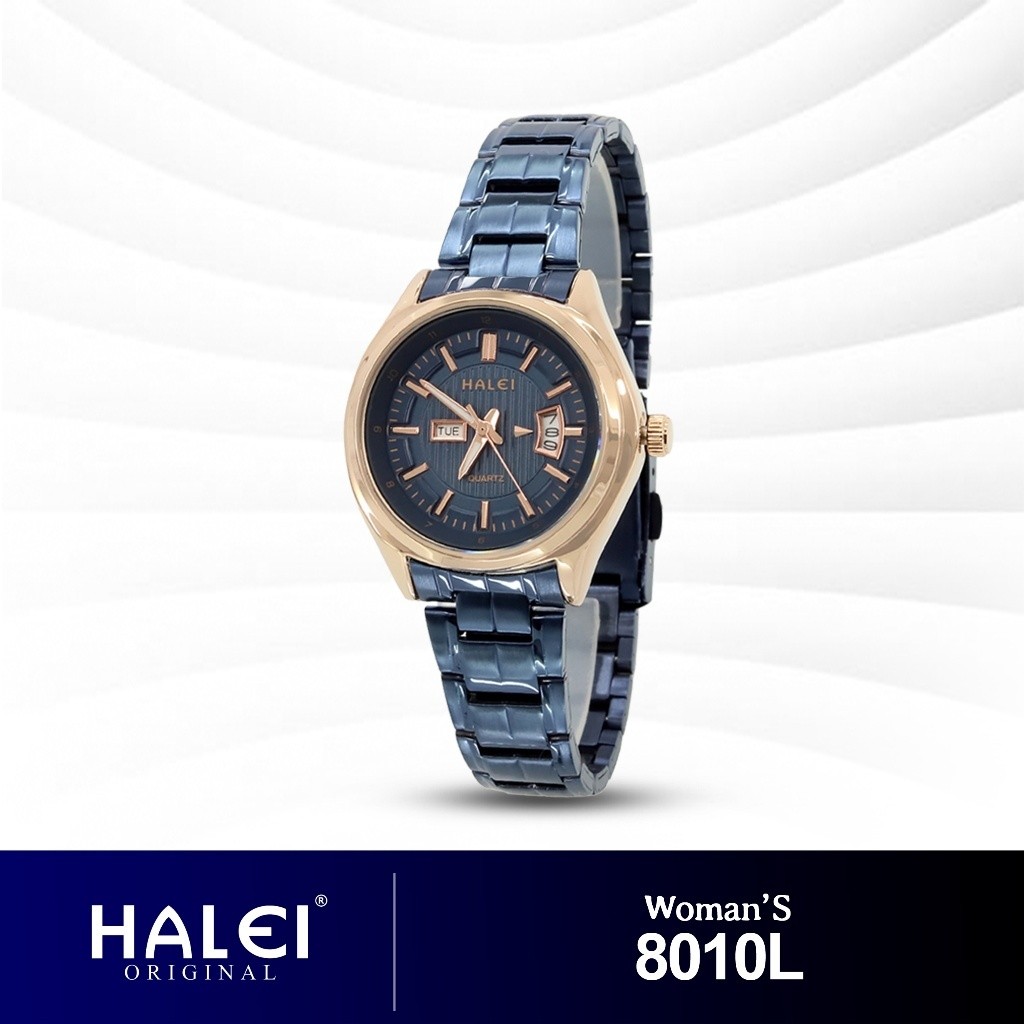 HALEI IND 8010 L - Bergaransi Jam Tangan Wanita Halei Original Analog Fashion Rantai Stainless Tangg
