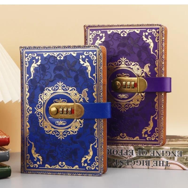 

Retro Digital Password Notebook Journal With Lock A5,Diary Perfect for Men and Women-PU Leather Combination Lock Persons Privacy