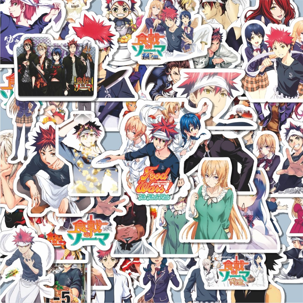 

100PCS Lucu Stiker Anime Series Shokugeki No Souma Character Mix 01 Stiker Aesthetic Stiker Anti Air Stikers Berperekat Waterproof sticker decal buat Motor Helm Buku Journal Koper Casing HP Laptop Botol Minum Hadiah anak