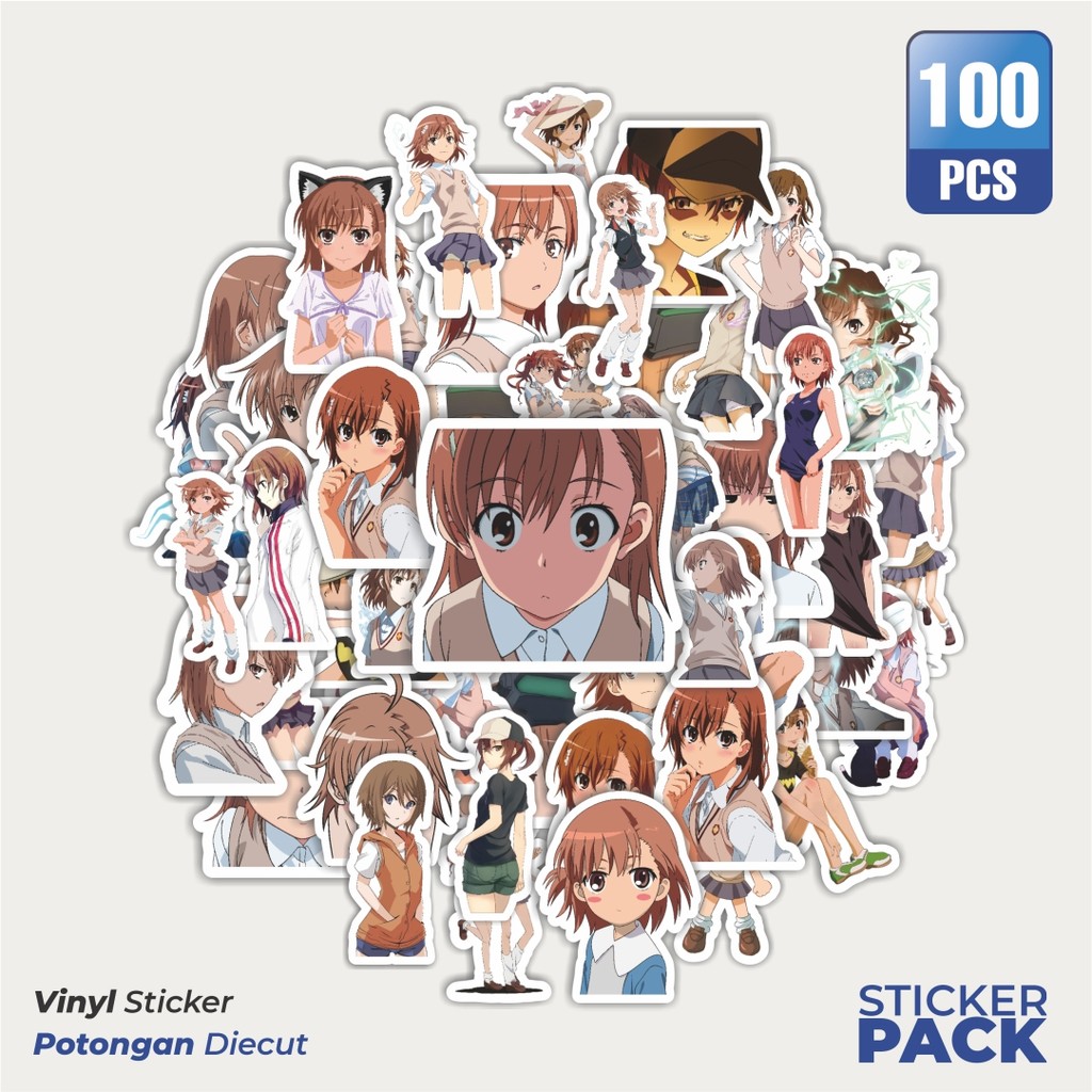 

Super Hemat! 100 PCS Stiker Anime Series Certain Magical Index Character Mikoto Misaka Waterproof Aesthetic- Untuk Laptop, Motor, dan Helm - Paper Stationery Pack